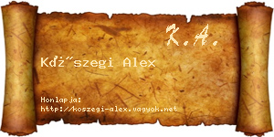 Kőszegi Alex névjegykártya